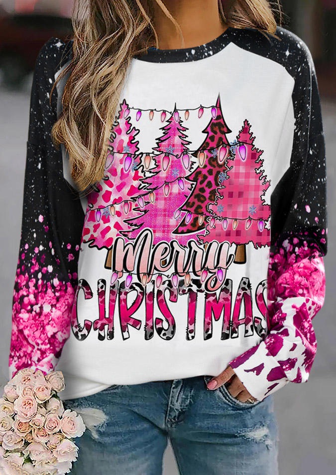 

Merry Christmas Tree Leopard Plaid Sweatshirt, Multicolor, SCM021207
