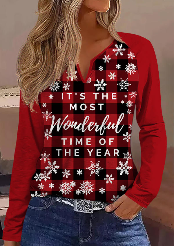 

Christmas Snowflake It' The Most Wonderful Time Of The Year Blouse, Multicolor, SCM021379
