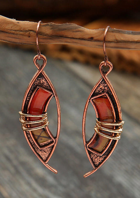 

Vintage Geometric Hollow Out Earrings, Brown, SCM021564