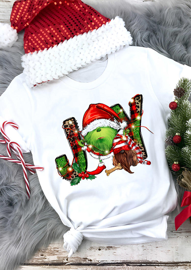 

Christmas Joy Gnome O-Neck T-Shirt Tee - White, SCM021555