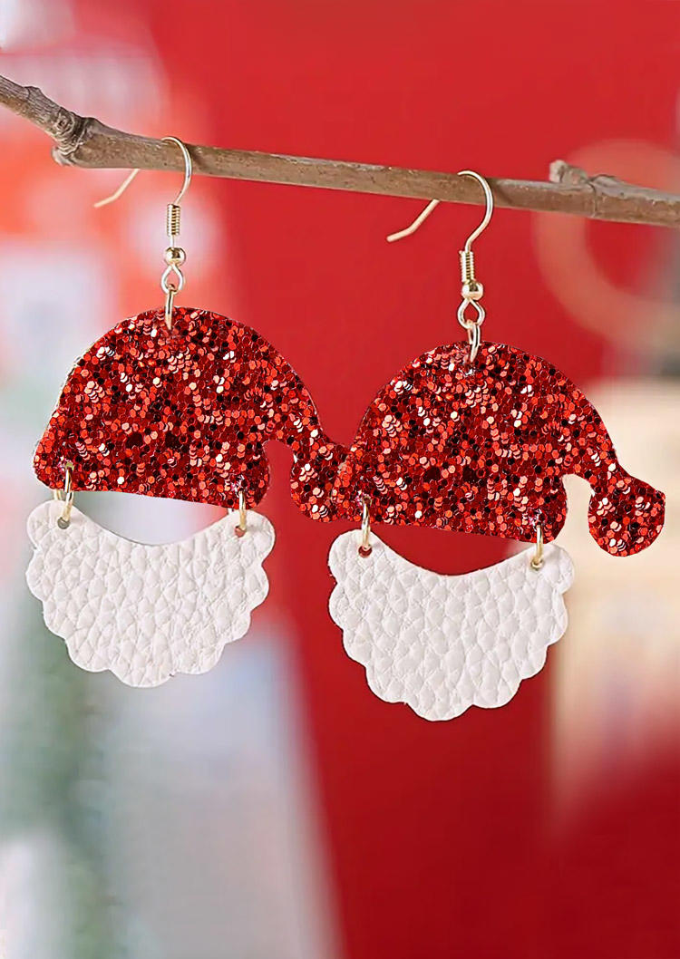 

Christmas Santa Claus Glitter Earrings, Red, SCM021467