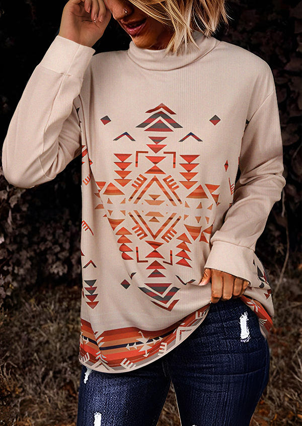 

Aztec Geometric Cowl Neck Blouse - Dark Apricot, SCM021381