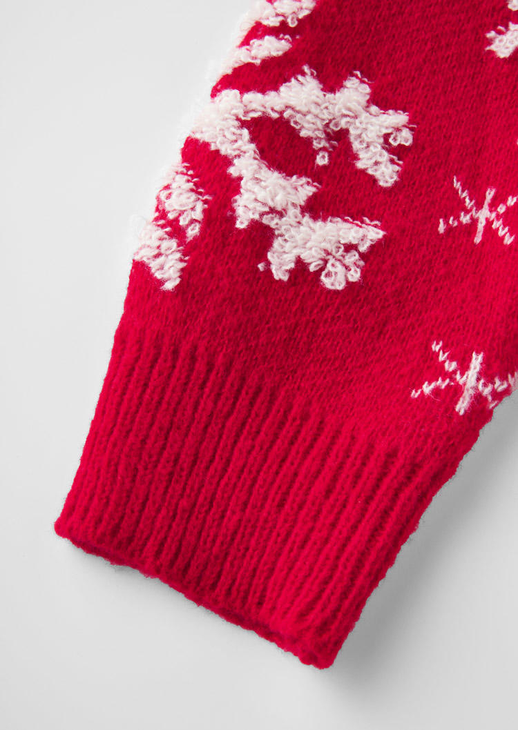 Christmas Snowflake Knitted Sweater - Red