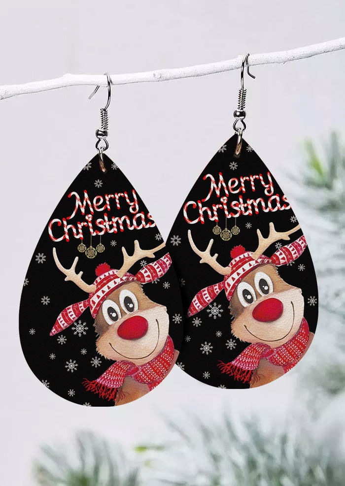 

Merry Christmas Reindeer Water Drop Earrings, Multicolor, SCM021281