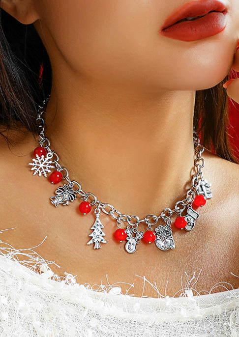 

Christmas Tree Snowflake Alloy Necklace, Multicolor, SCM021634