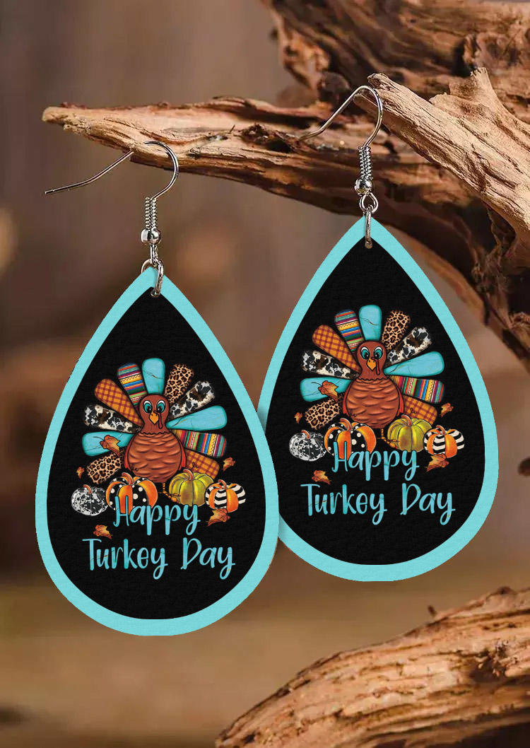 

Thanksgiving Happy Turkey Day Pumpkin Water Drop Earrings, Multicolor, SCM021732