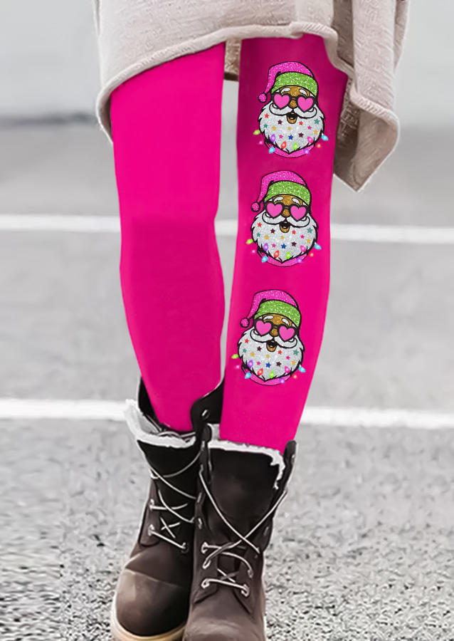 

Christmas Snowman Skinny Leggings - Fluorescent Red, Pink, SCM021738