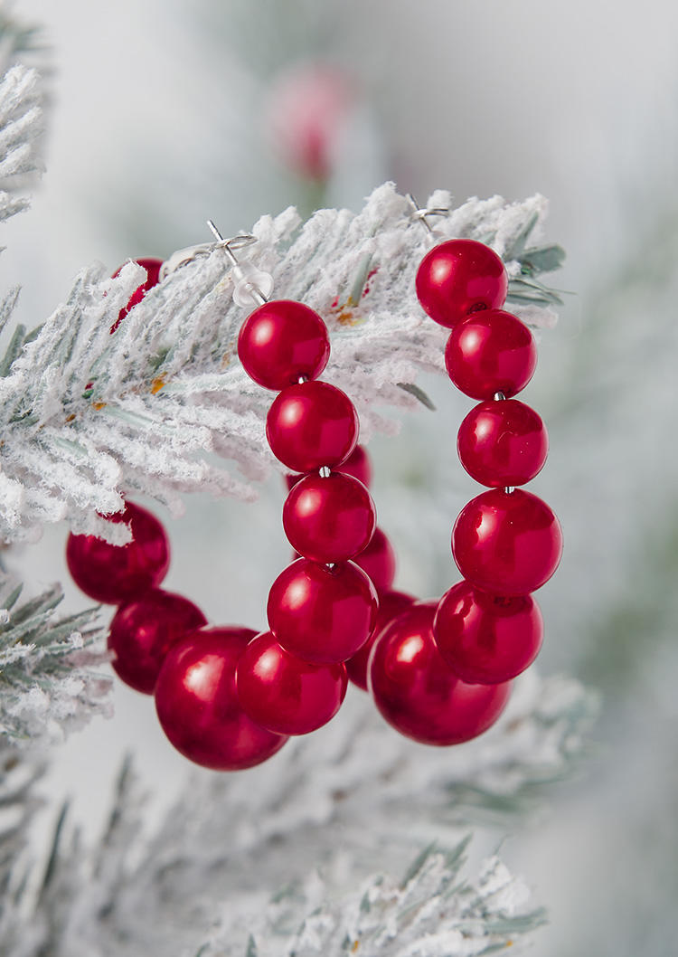 

Simple Large Circle Fake Pearl Earrings, Red, SCM021633