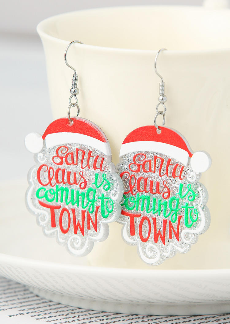 

Christmas Santa Claus Is Coming To Town Acryl Earrings, Multicolor, SCM021472