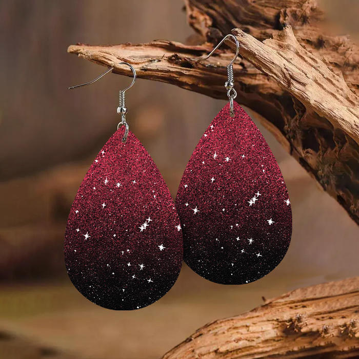 Gradient Glitter Water Drop Earrings