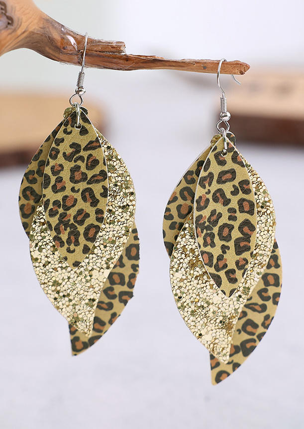 

Leopard Glitter Water Drop Earrings, Multicolor, SCM021662