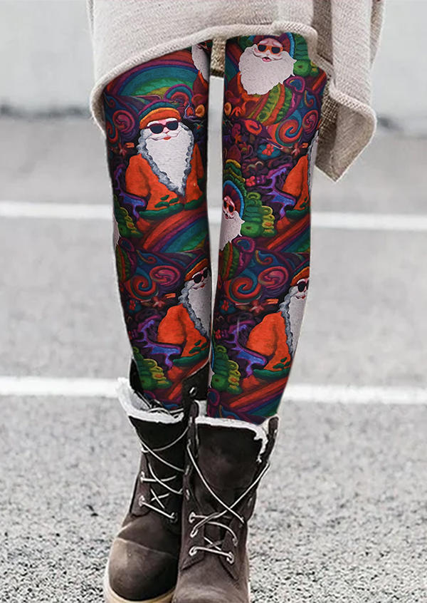 

Christmas Santa Claus Skinny Leggings, Multicolor, SCM021619