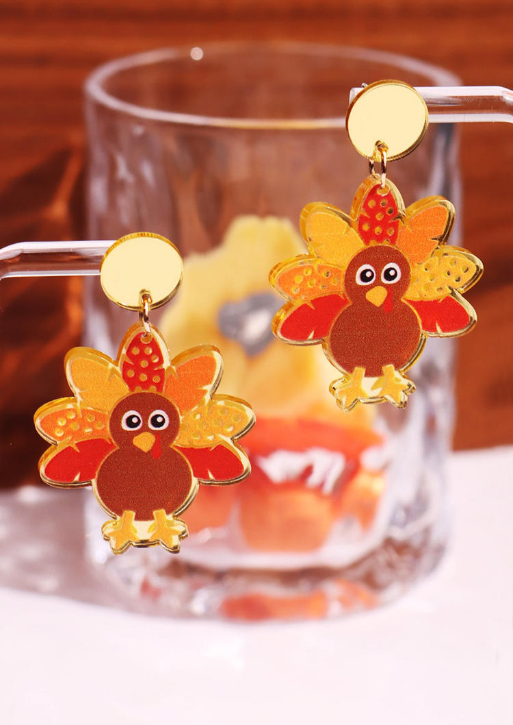 

Thanksgiving Turkey Acryl Earrings, Multicolor, SCM021856
