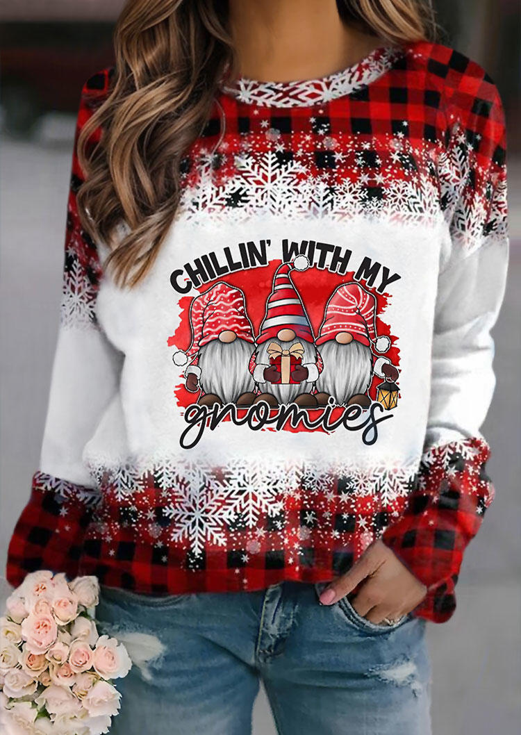 

Christmas Chillin' With My Gnomies Plaid Sweatshirt, Multicolor, SCM021627