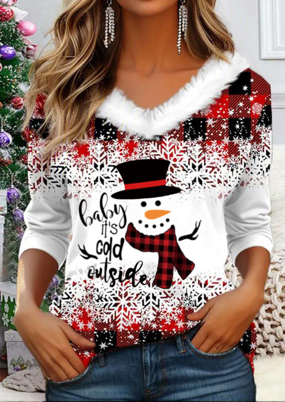 Christmas Snowman Baby It's Cold Outside Plush Blouse