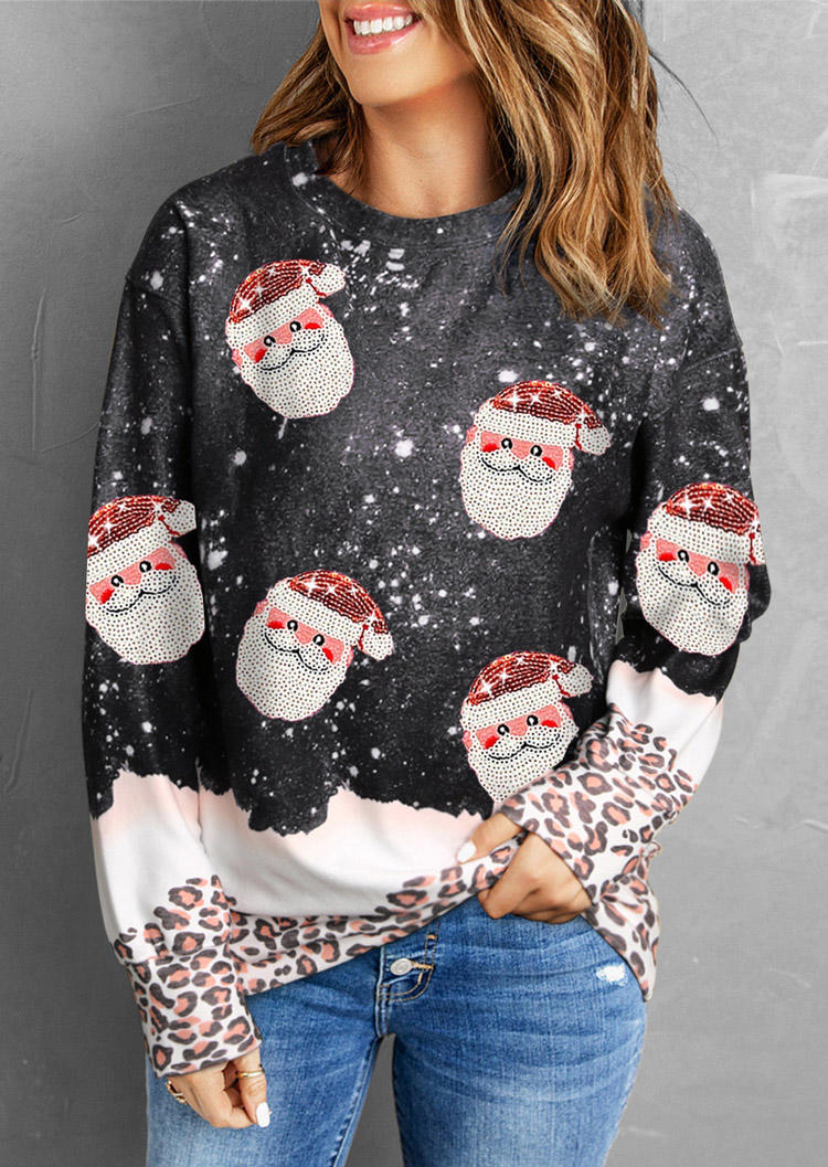 

Christmas Santa Claus Leopard Sweatshirt, Multicolor, SCM021483