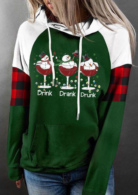 

Christmas Snowman Drink Drank Drunk Hoodie - Green, SCM021346