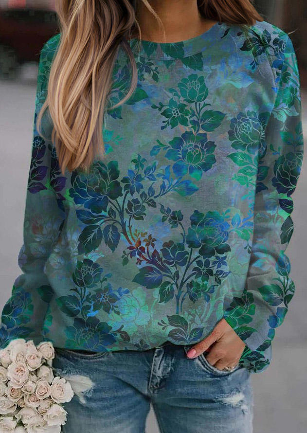 

Floral Long Sleeve Sweatshirt, Multicolor, SCM021673