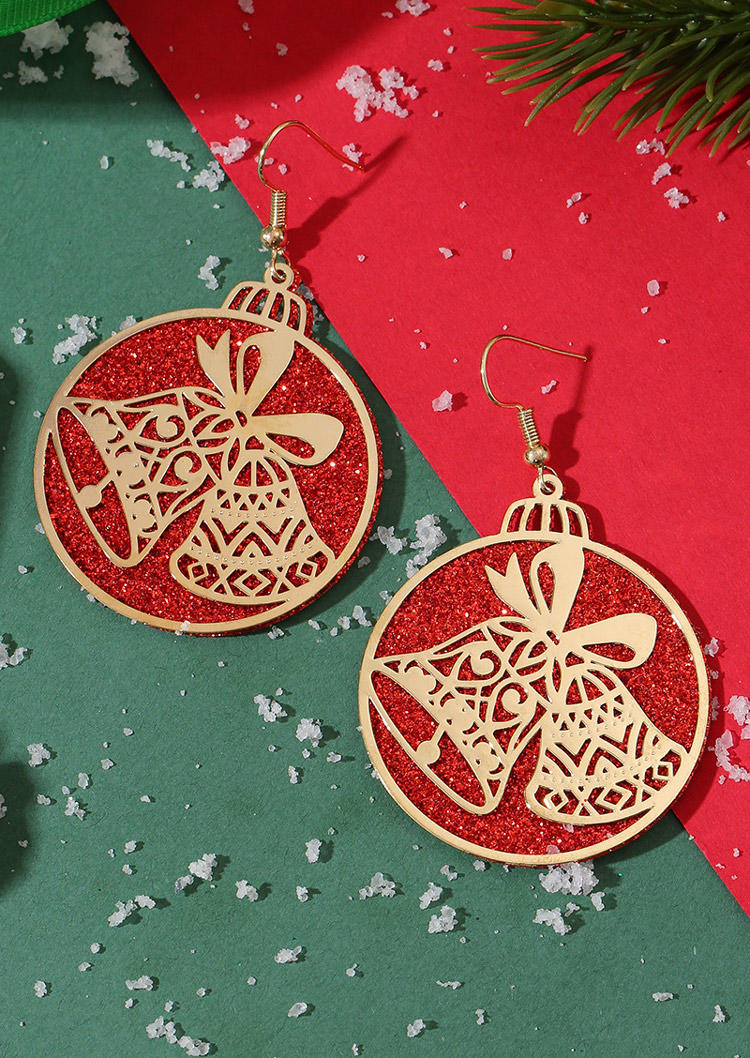 

Christmas Glitter Hollow Out Earrings, Red, SCM021731