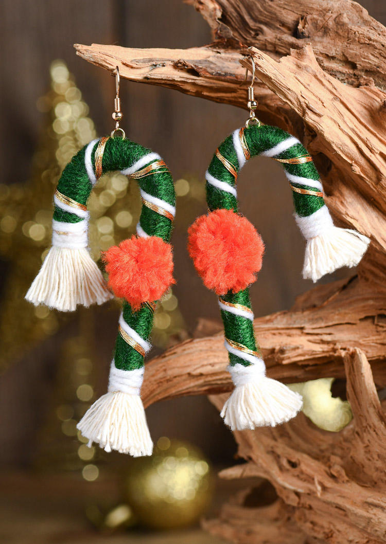 

Christmas Candy Cane Earrings, Green, SCM021860