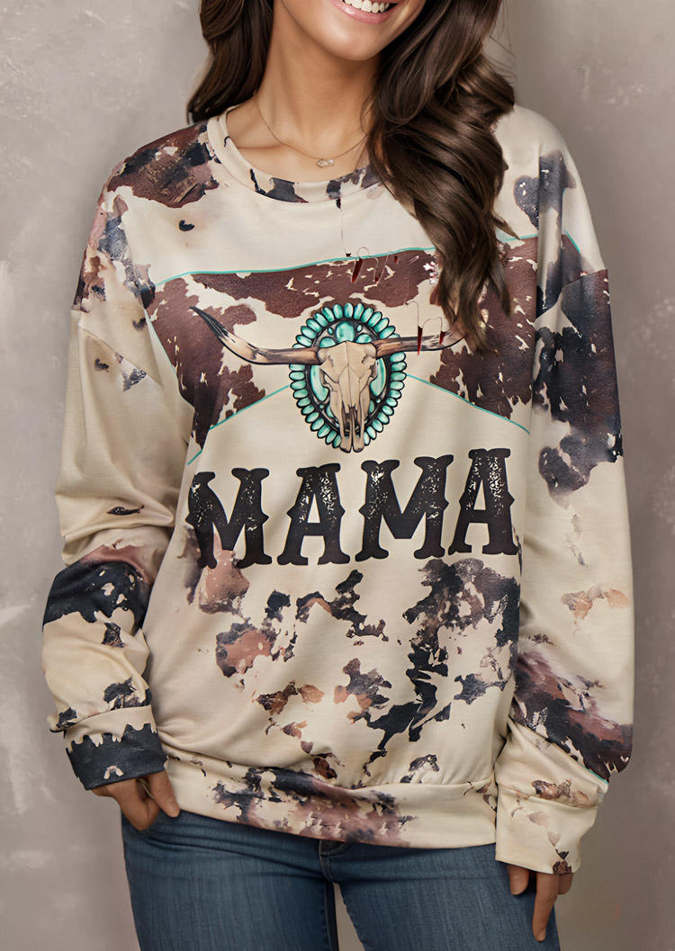

Mama Steer Skull Western Sweatshirt, Multicolor, SCM021583