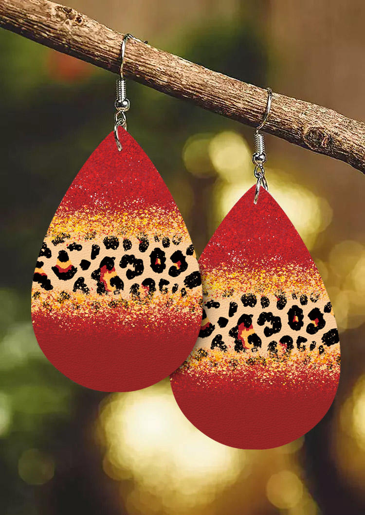 

Leopard Glitter Water Drop Earrings, Multicolor, SCM021776