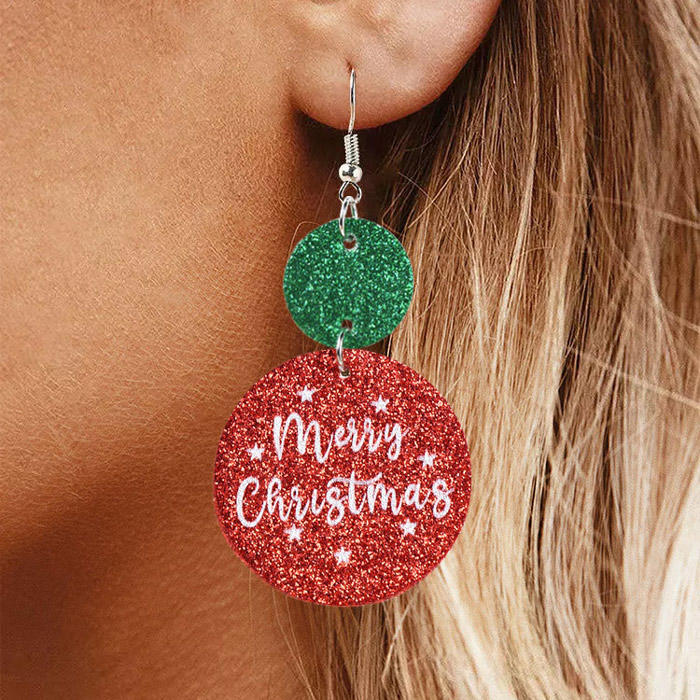 Merry Christmas Glitter Earrings