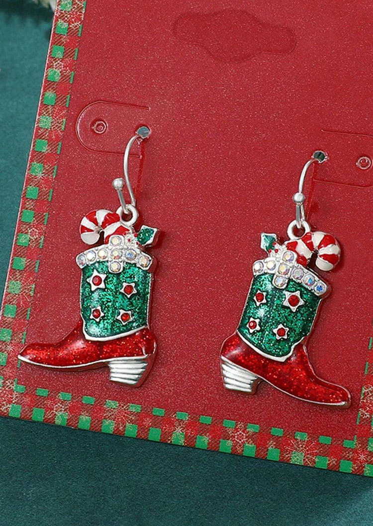

Christmas Western Rhinestone Boots Earrings, Multicolor, SCM021940