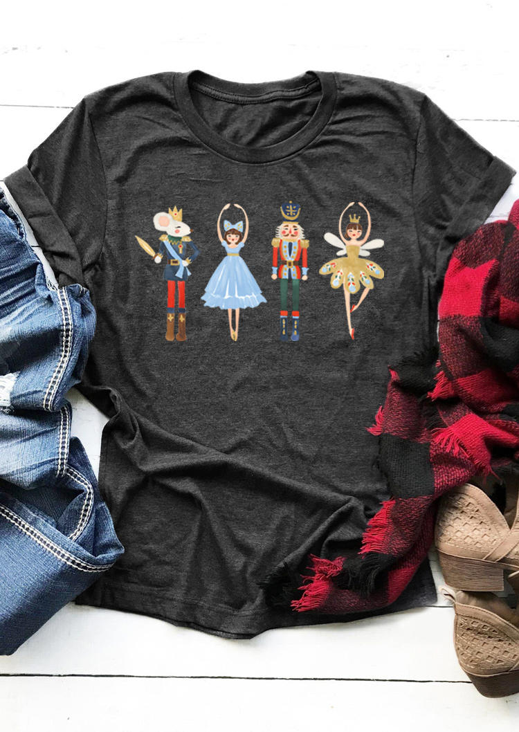 

Nutcracker Ballet O-Neck T-Shirt Tee - Dark Grey, Gray, SCM021987