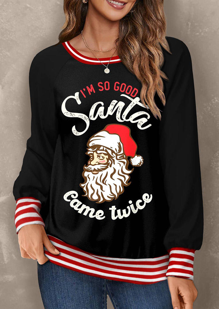 

Christmas I' So Good Santa Came Twice Striped Sweatshirt - Black, SCM022022