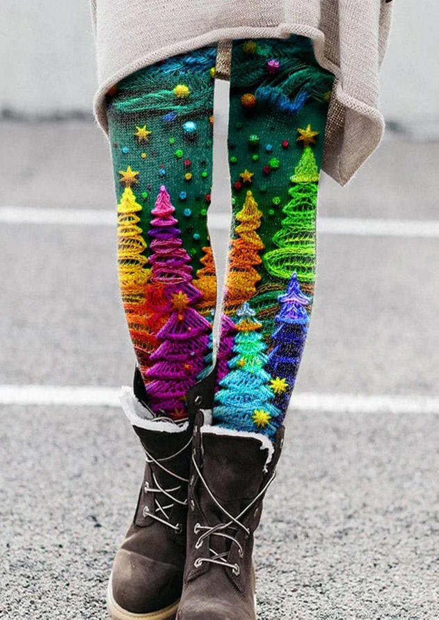 

Christmas Tree Skinny Leggings, Multicolor, SCM022031