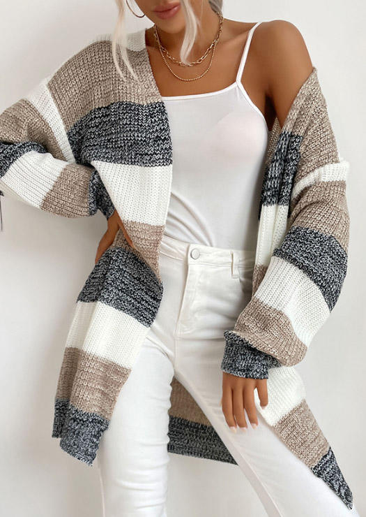 

Color-Blocked Knitted Cardigan, Multicolor, SCM021560
