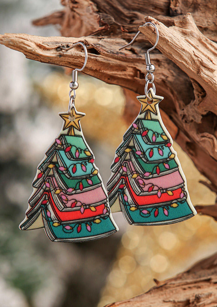 Christmas Book Tree Earrings