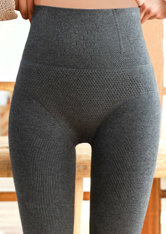 

Ribbed Tummy Control High Waist Leggings, Gray, SCM021873
