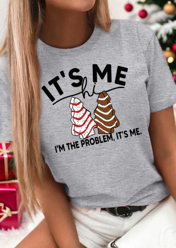 It's Me Hi I'm The Problem It's Me Christmas Tree T-Shirt Tee - Gray