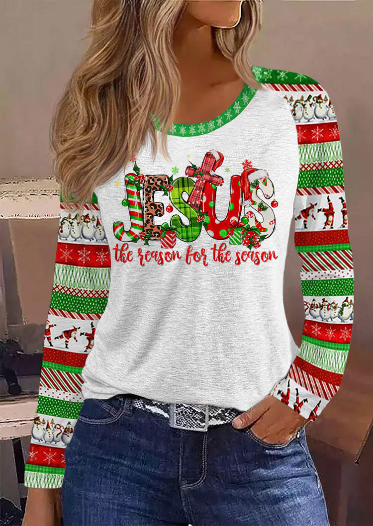 

Jesus The Reason For The Season T-Shirt Tee - Light Grey, Gray, SCM022044