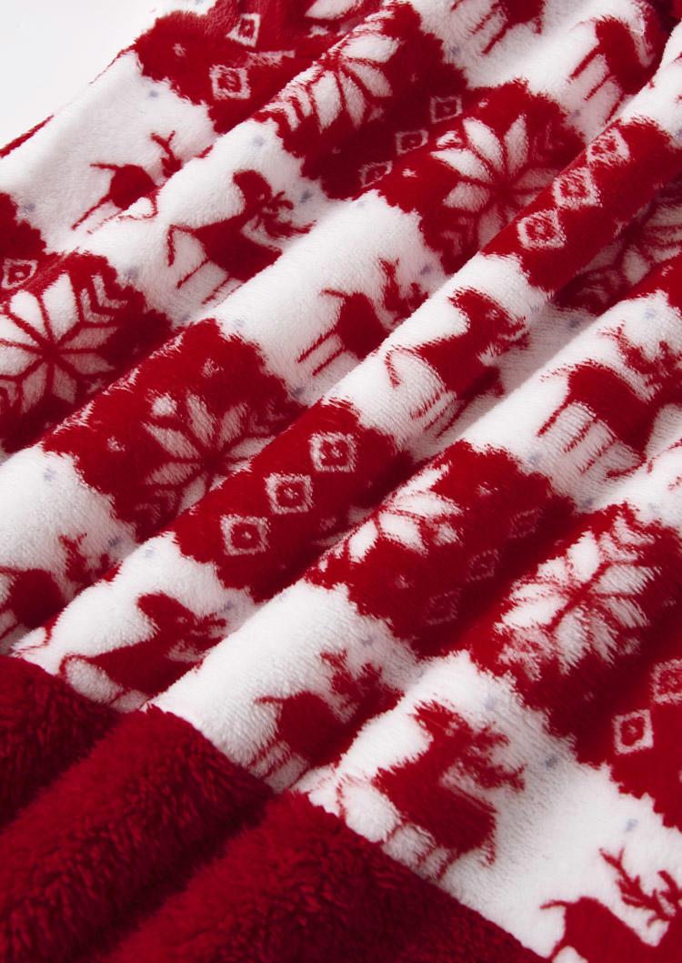 Christmas Reindeer Snowflake Flannel Sweatshirt - Red