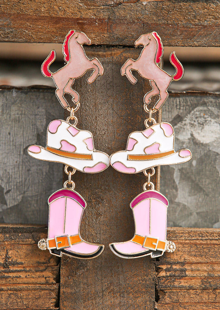 Horse Cowboy Hat Boots Western Earrings