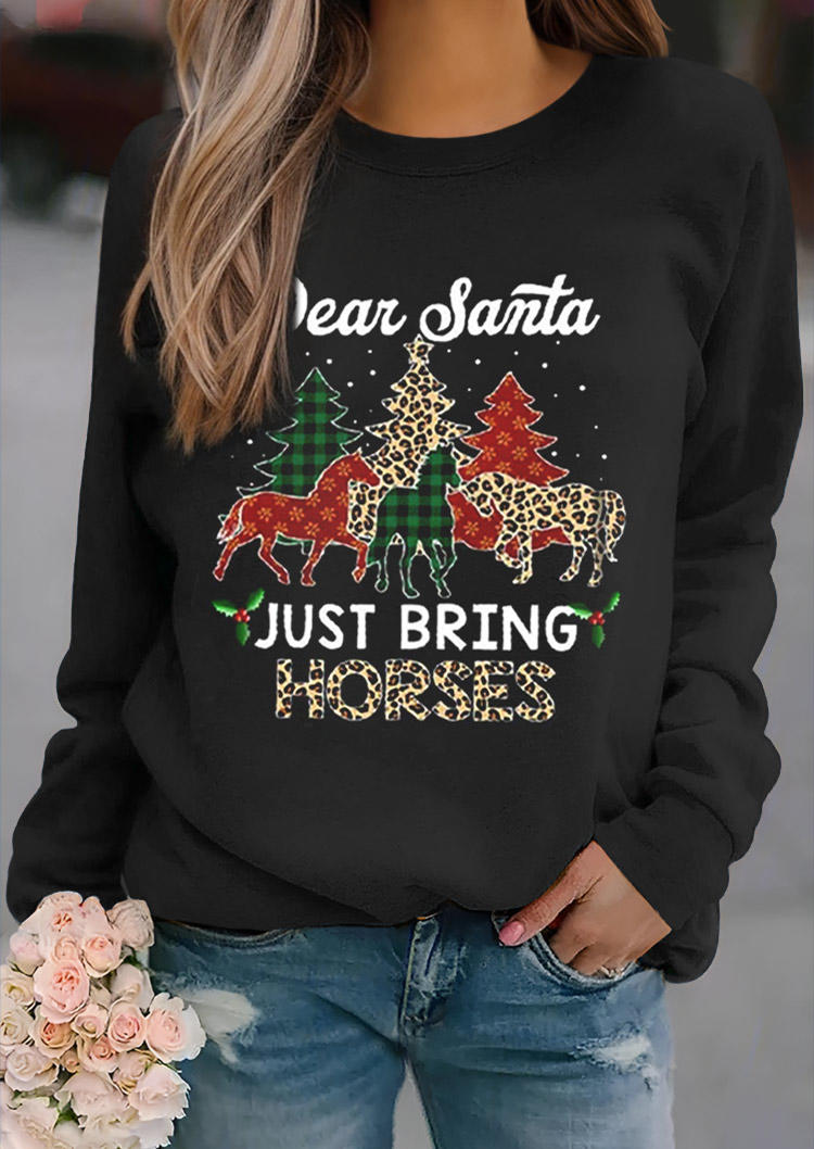 

Christmas Dear Santa Plaid Leopard Sweatshirt - Black, SCM022053