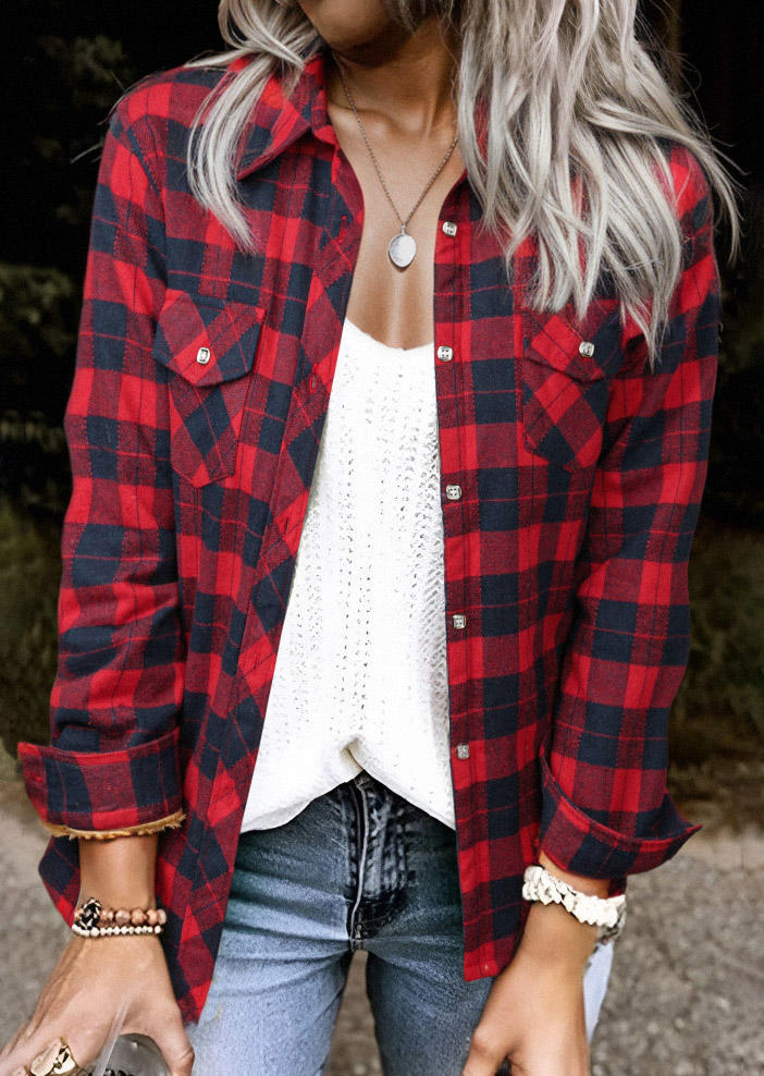 

Thickened Warm Fleece Lined Buffalo Plaid Pocket Shirt, Multicolor, SCM022050