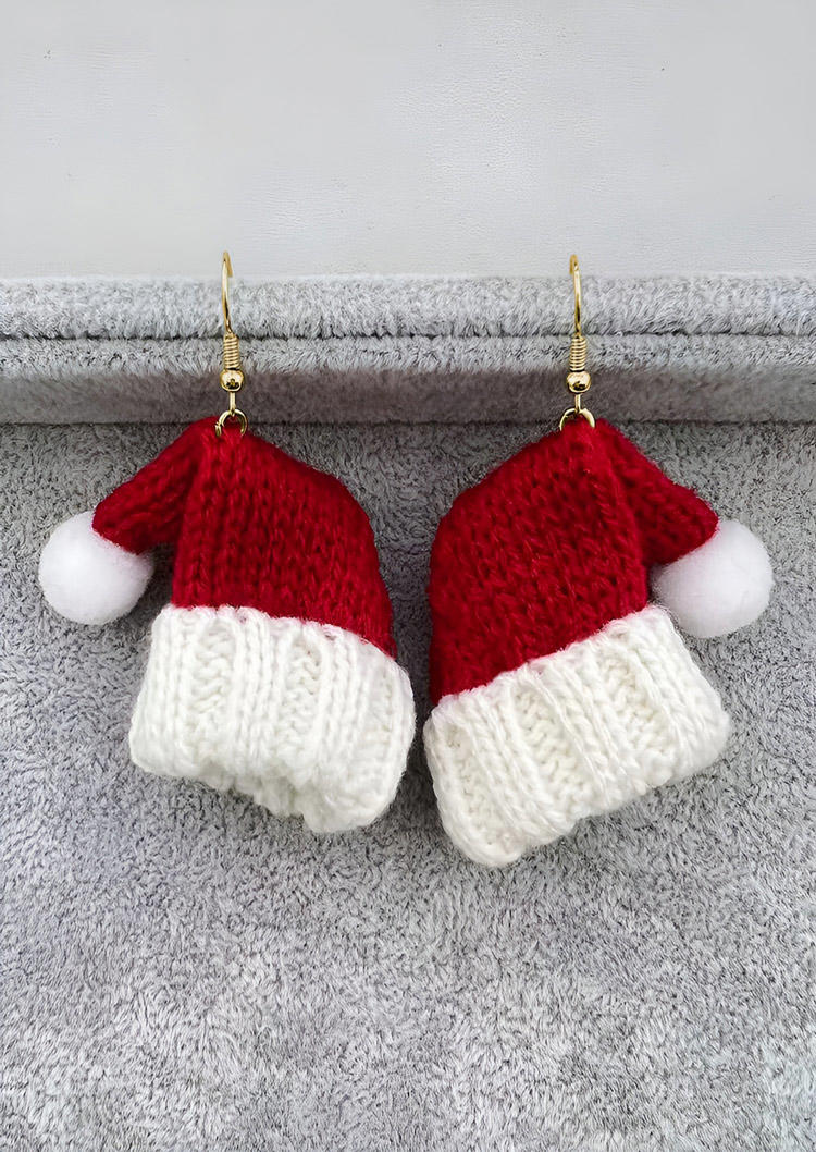 

Christmas Hat Crochet Knitted Earrings, Red, SCM022136