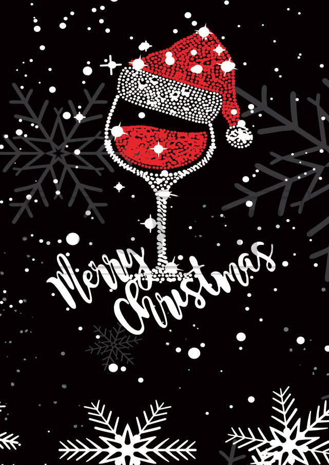 Merry Christmas Wine Glass Sweatshirt Dress - Black