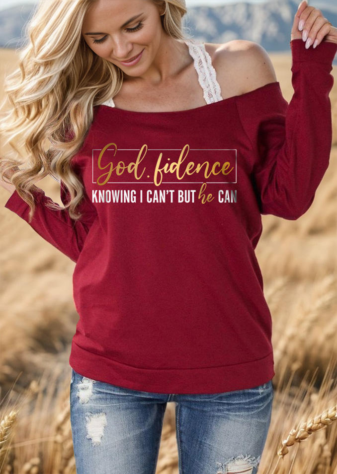 

God Fidence Knowing I Can't But He Can Sweatshirt - Red, SCM009929